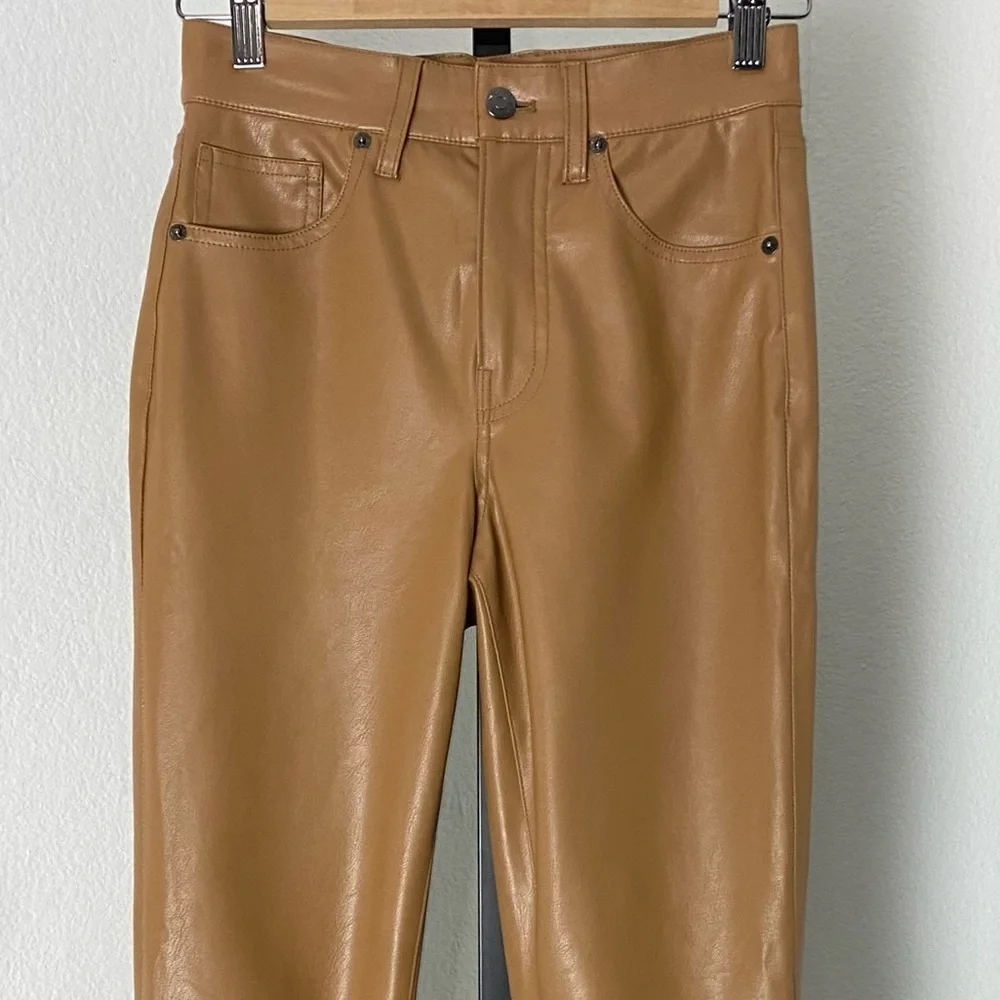 Veronica Beard Ryleigh Slim Straight Vegan Leather Pants Size 24 Faux Leather